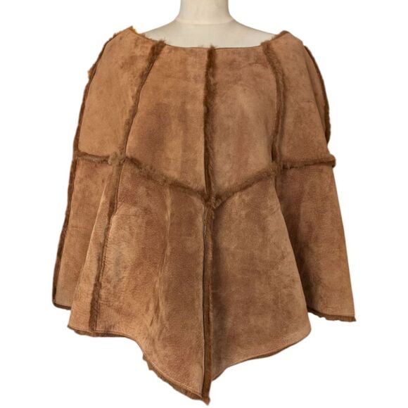 nevada Jackets & Blazers - Unique Brown Genuine Leather Spliced Leather Poncho One Size